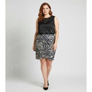 Lane Bryant Pencil Skirt SIZE 18 Animal Print Black Tan Jersey Knit NEW W TAGS